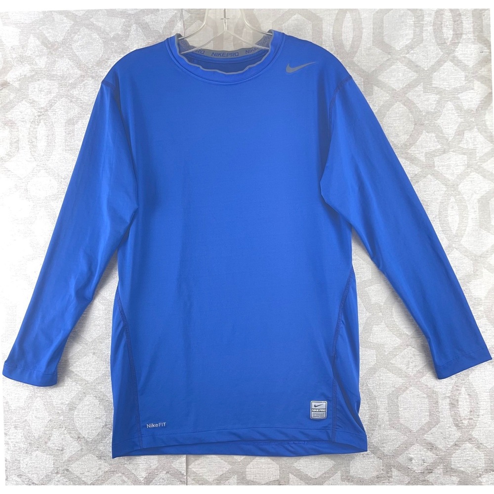 Nike‎ Pro Tight Blue Long Sleeve Compression Shirt Mens XL Dri-FIT